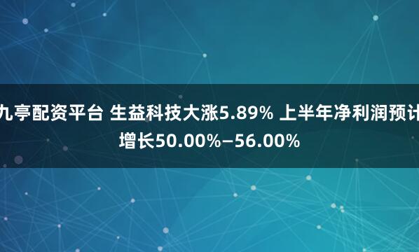 九亭配资平台 生益科技大涨5.89% 上半年净利润预计增长50.00%—56.00%